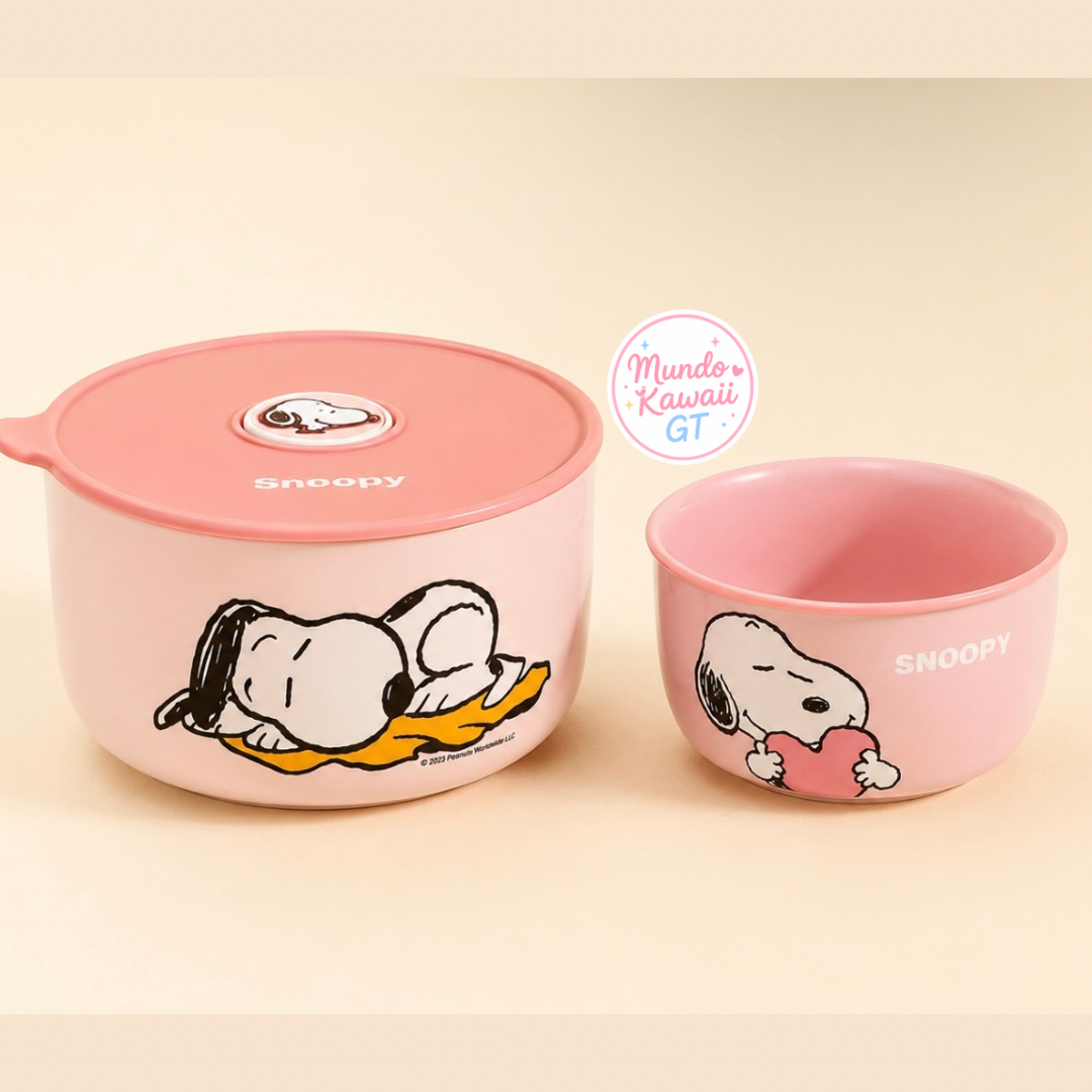 Set Hermético Snoopy de Cerámica + Tazón | Recipiente 850 ml y Tazón 400 ml