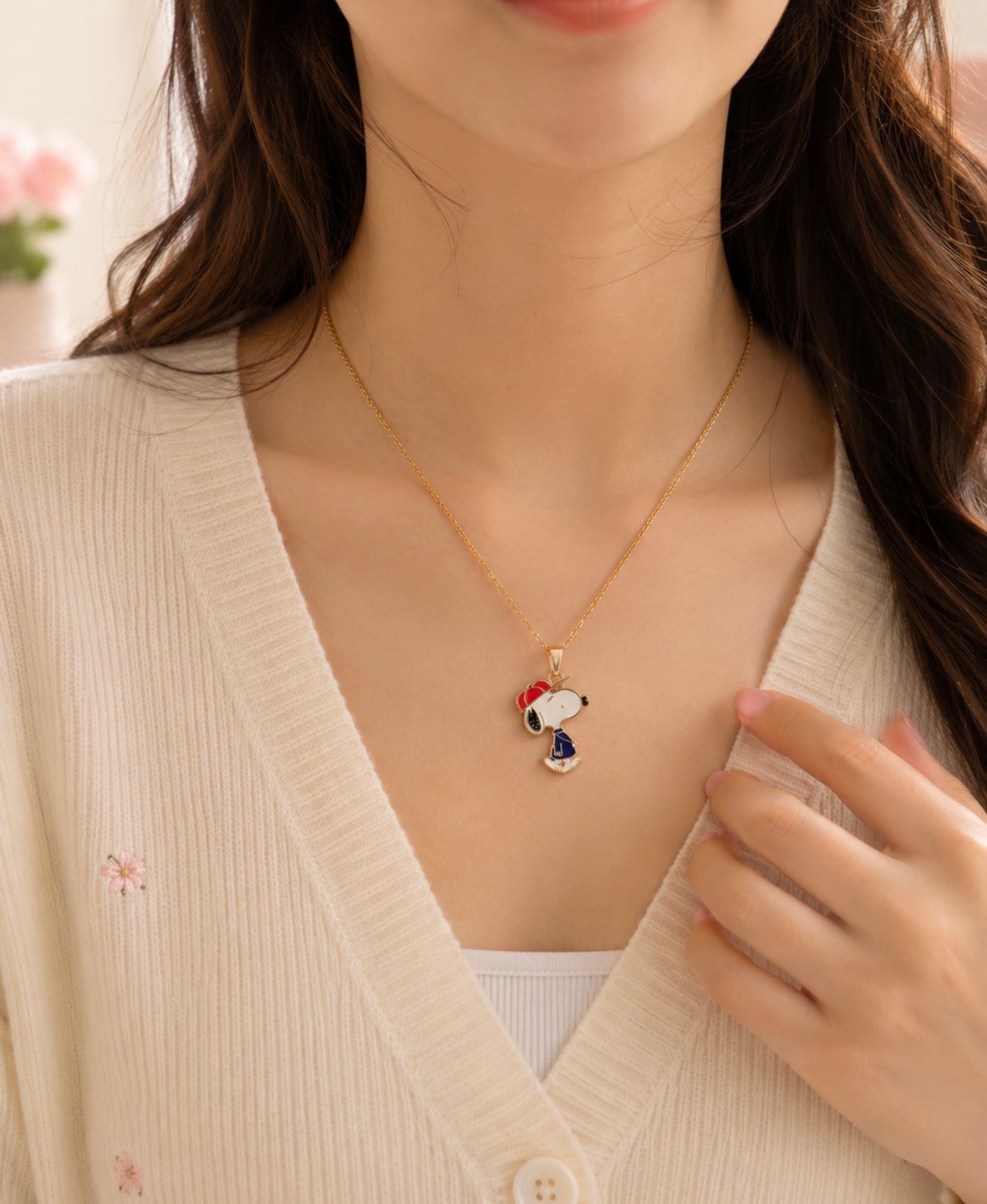 Collar Snoopy con Dije de Esmalte