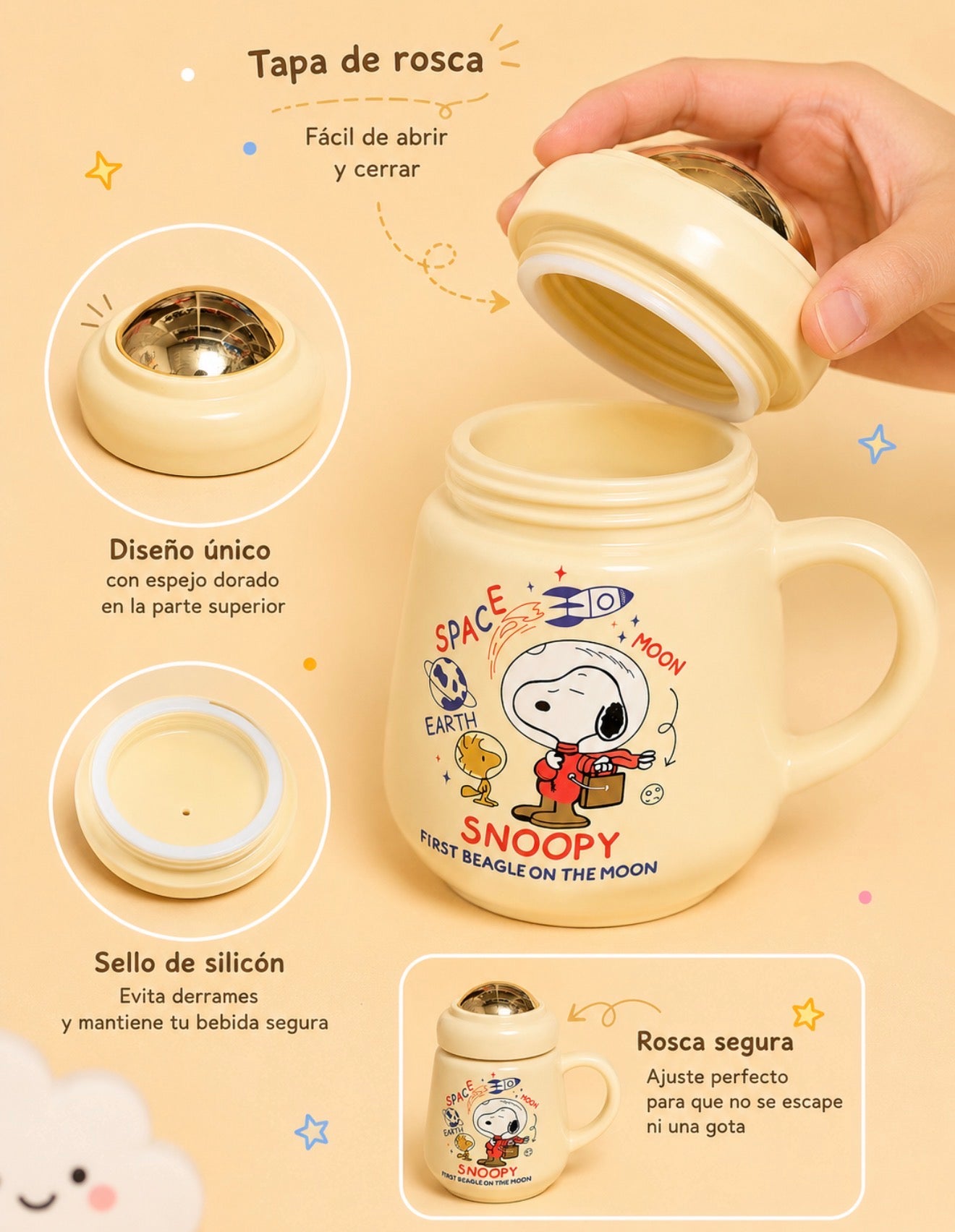 Tazas Snoopy con Tapadera
