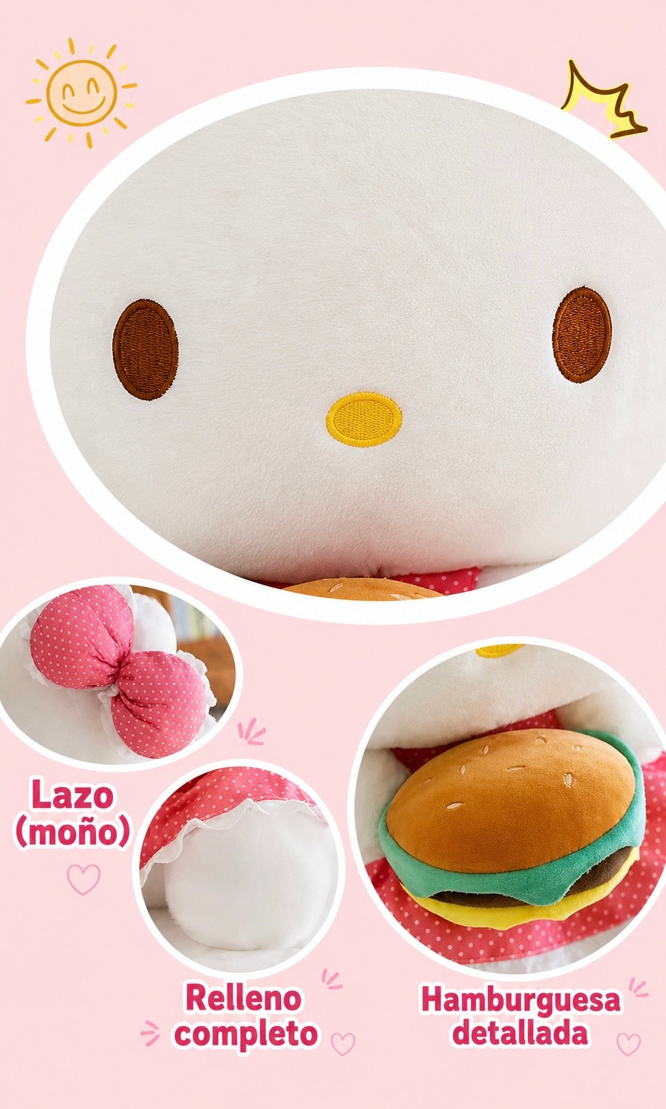 Peluche Hello Kitty hamburguesa 40 cm