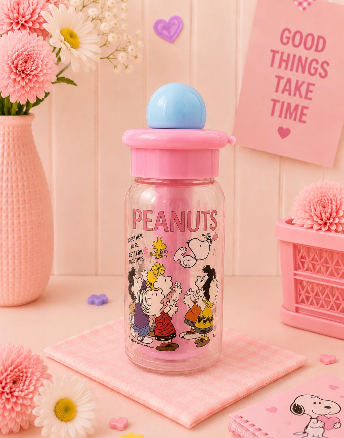 Botella con Filtro Infusor y Pajilla – Peanuts