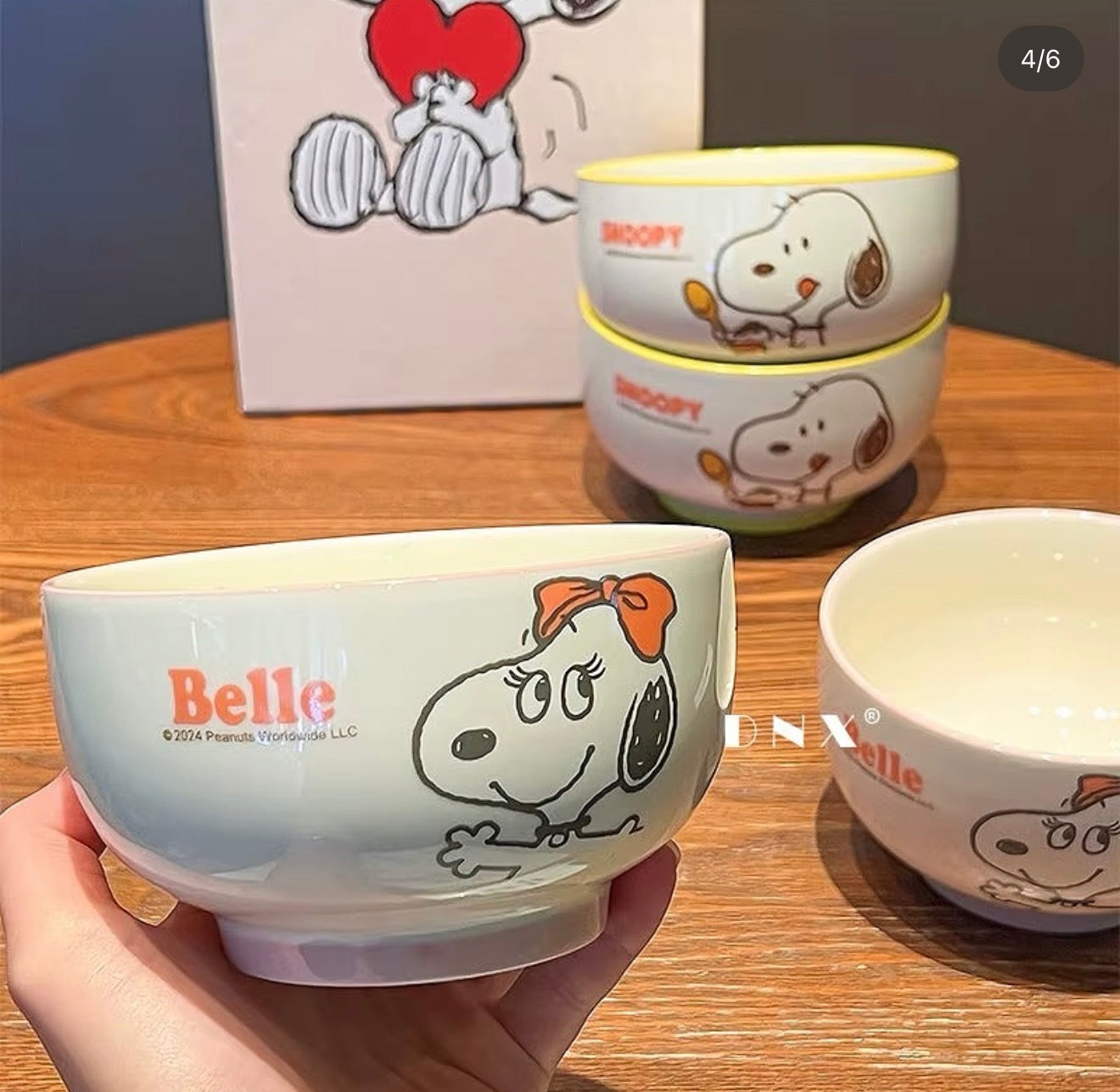 Set de 4 Tazones Snoopy con Caja de Regalo