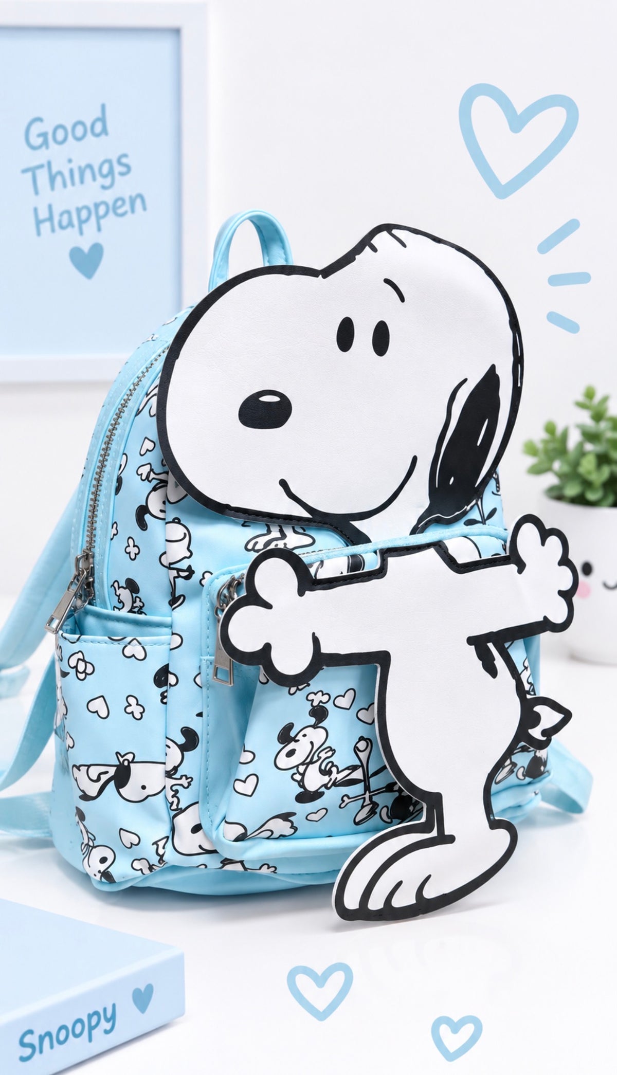 Mochila Snoopy Kawaii con Bolsillo Frontal