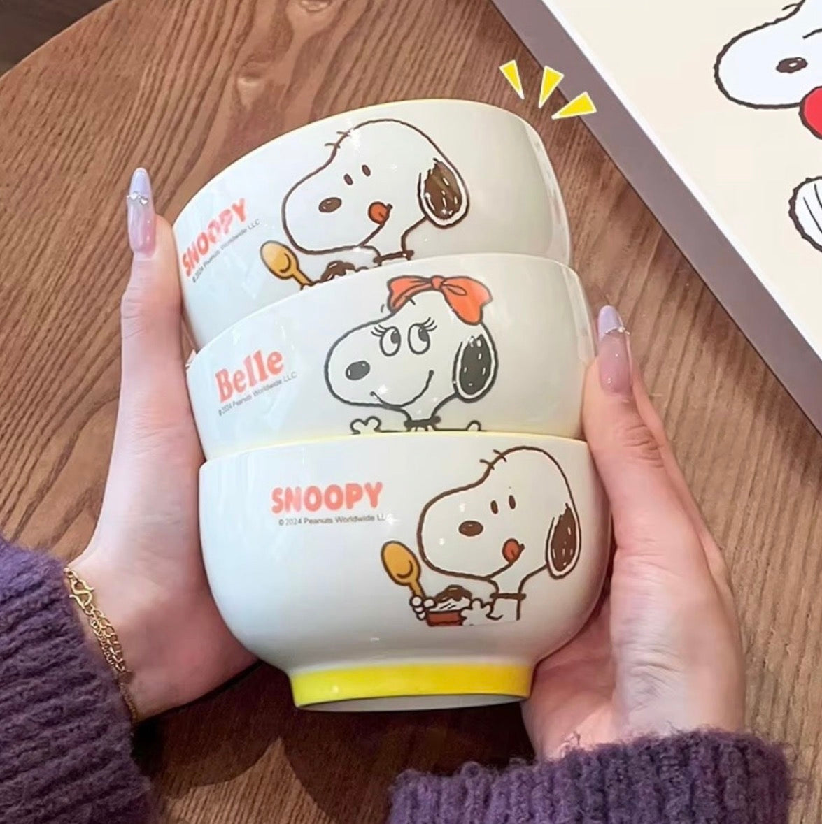 Set de 4 Tazones Snoopy con Caja de Regalo