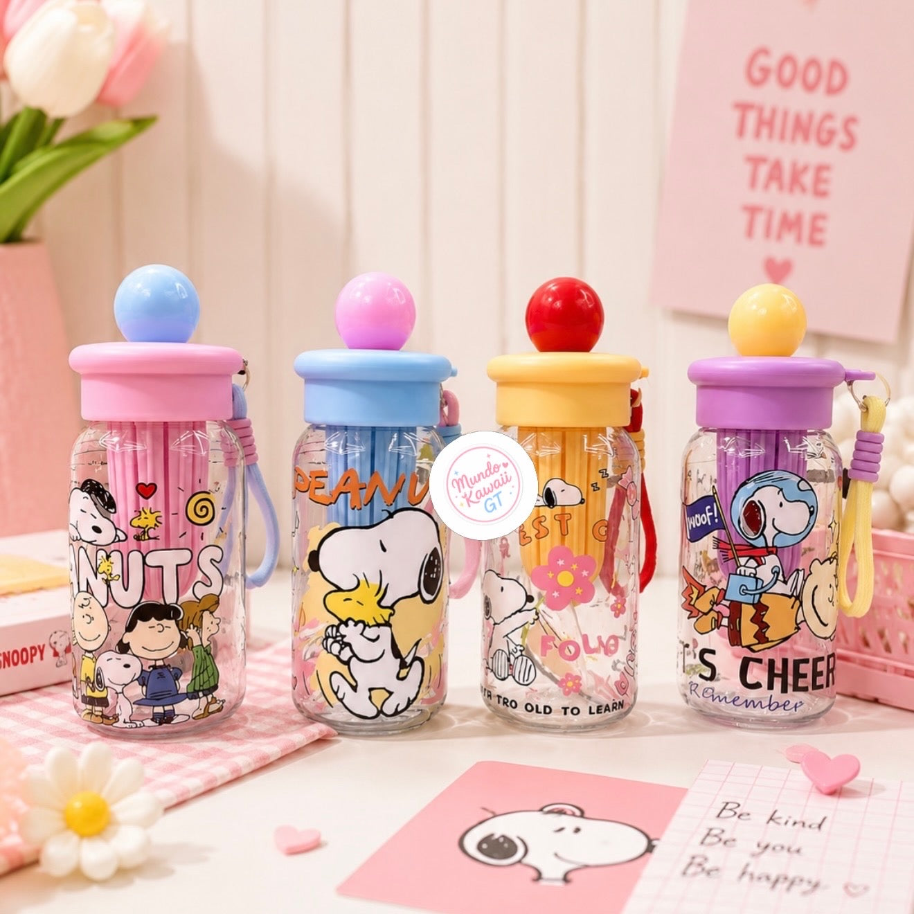 Botella con Filtro Infusor y Pajilla – Peanuts