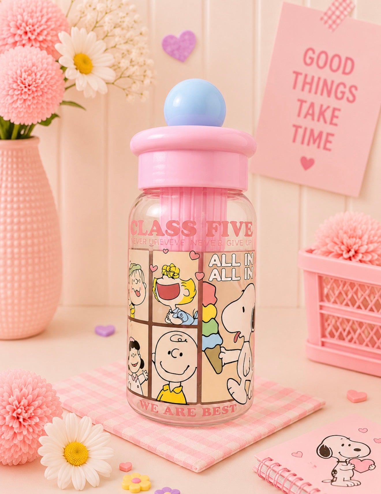 Botella con Filtro Infusor y Pajilla – Peanuts