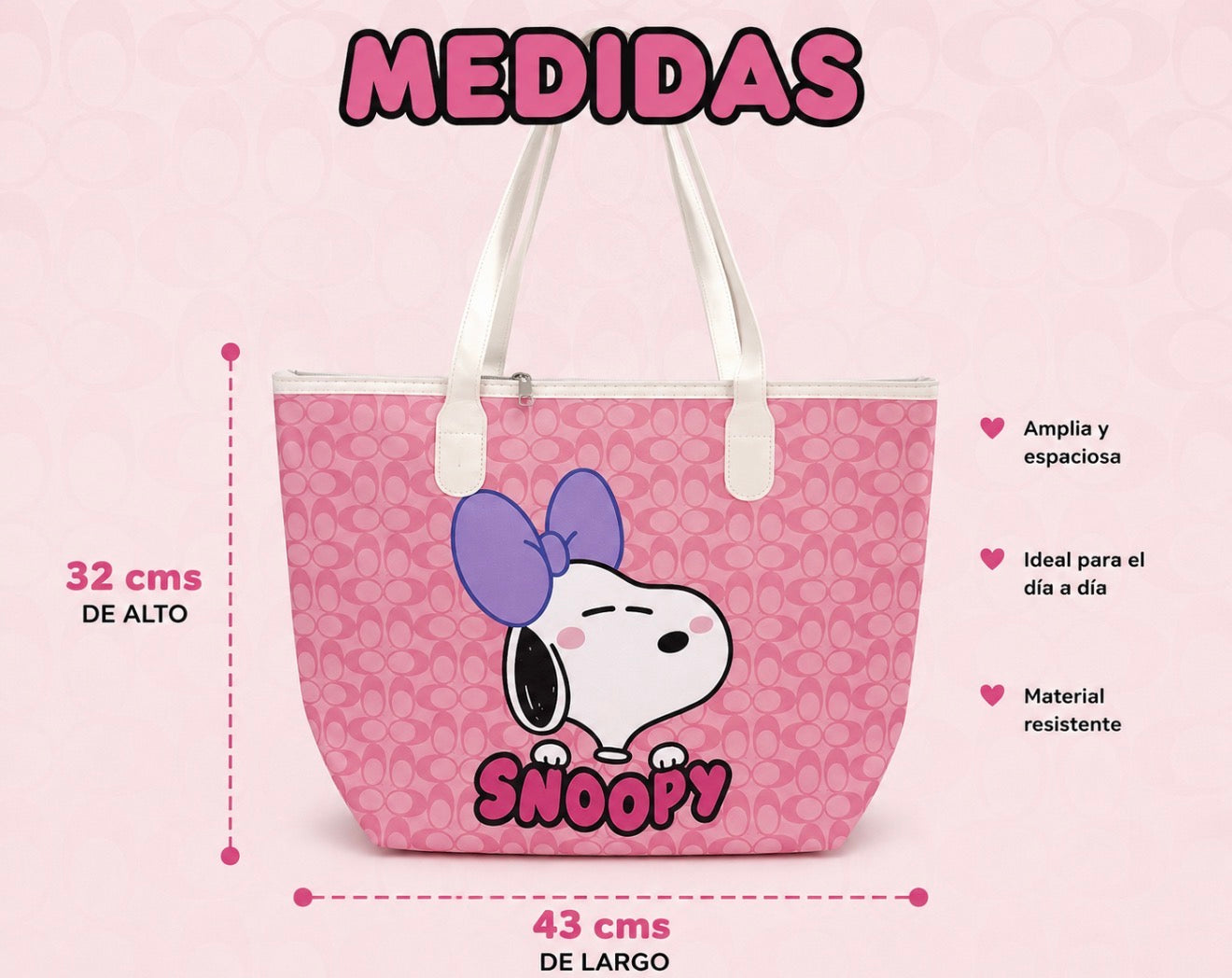 Tote Bag Snoopy con Cierre