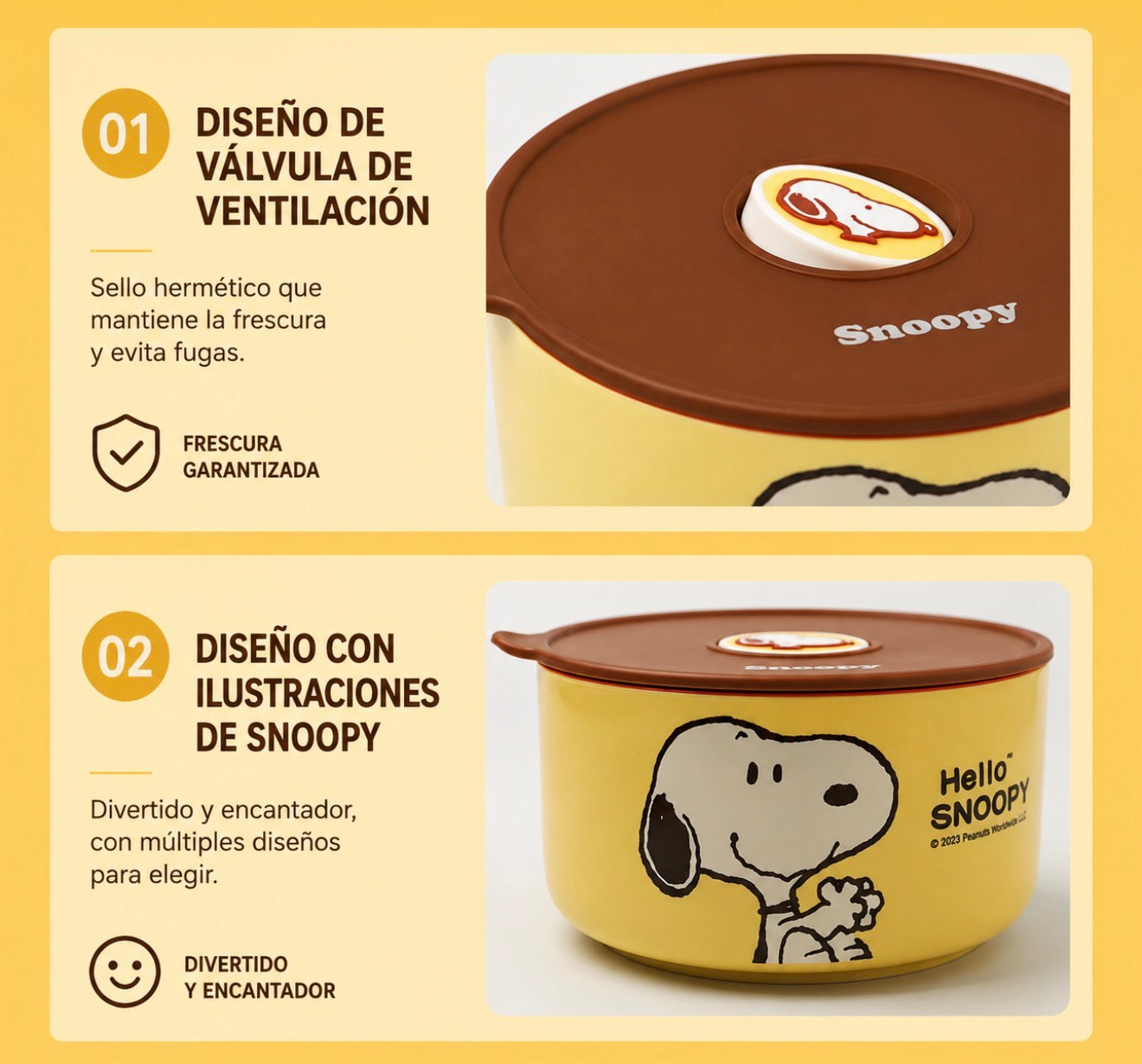 Set de Recipientes Snoopy Herméticos (3 Piezas)