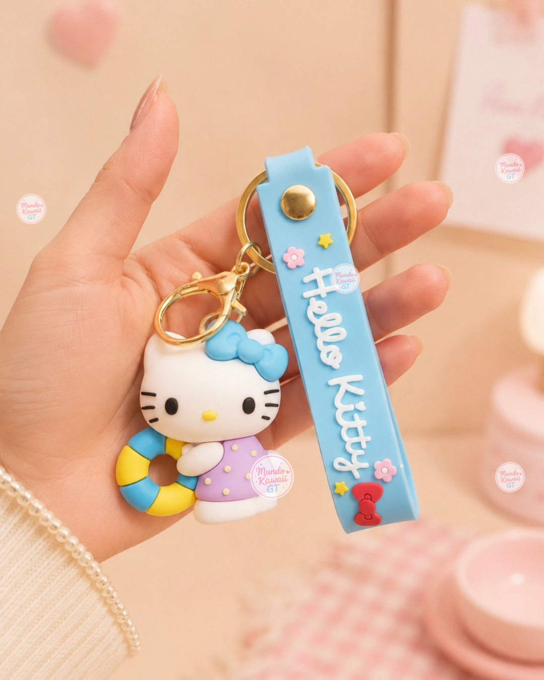 Llavero Hello Kitty con Correa de Silicón