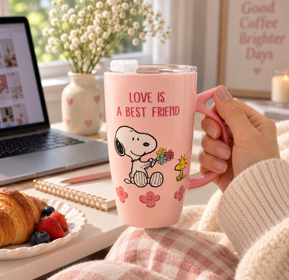 Taza Snoopy con Tapadera y Asa