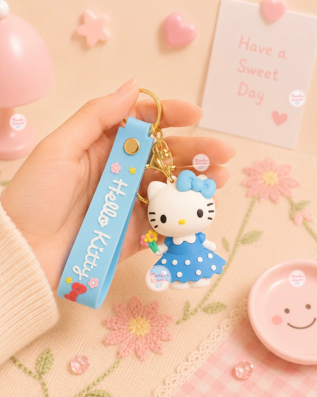 Llavero Hello Kitty con Correa de Silicón