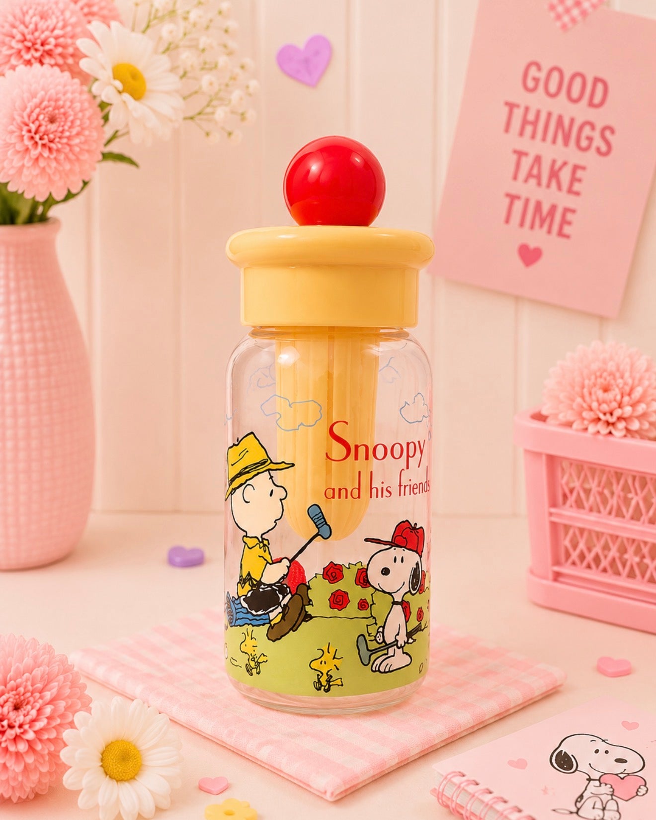 Botella con Filtro Infusor y Pajilla – Peanuts
