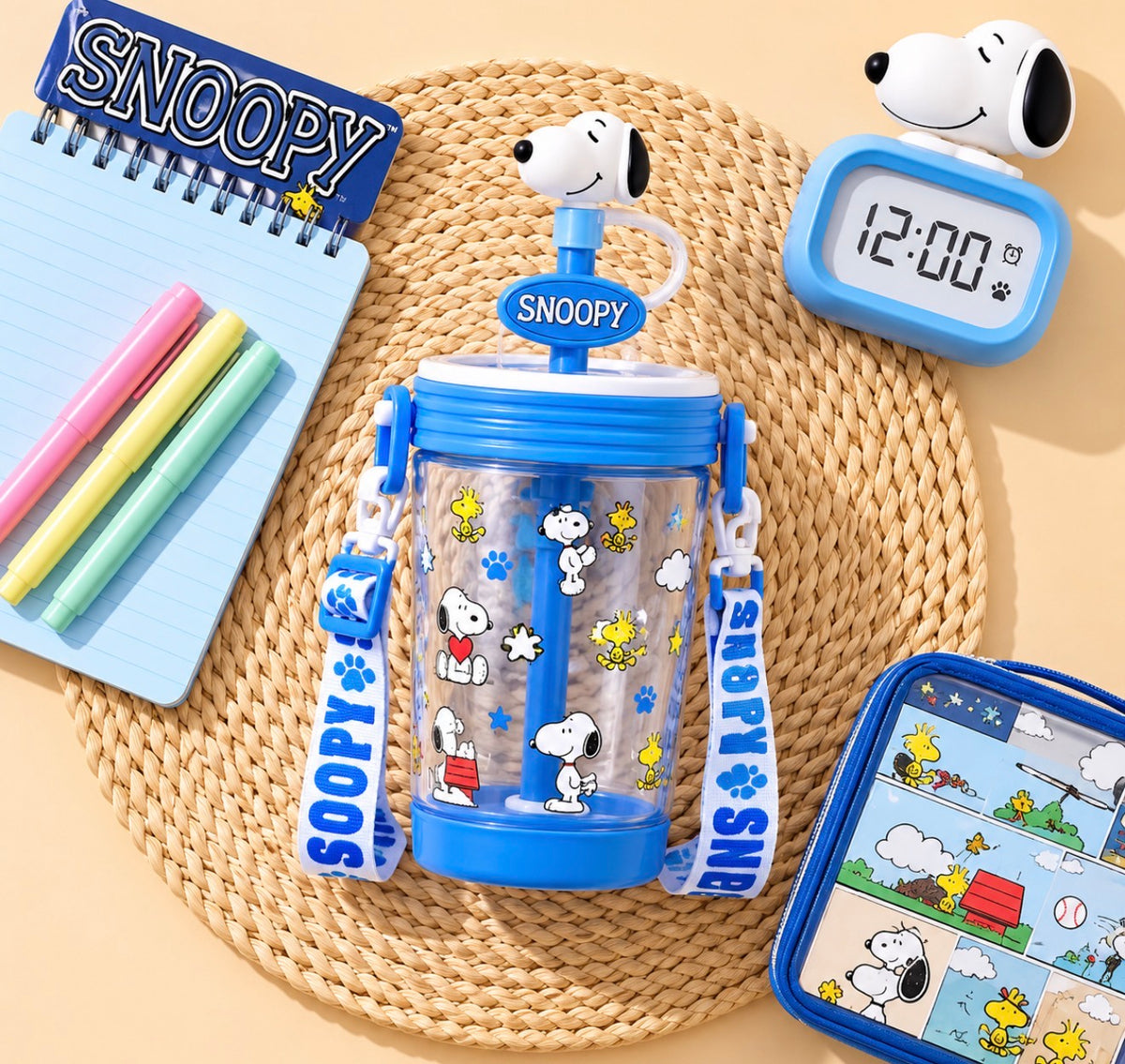 Vaso Tumbler Snoopy con Pajilla y Correa – 550 ml