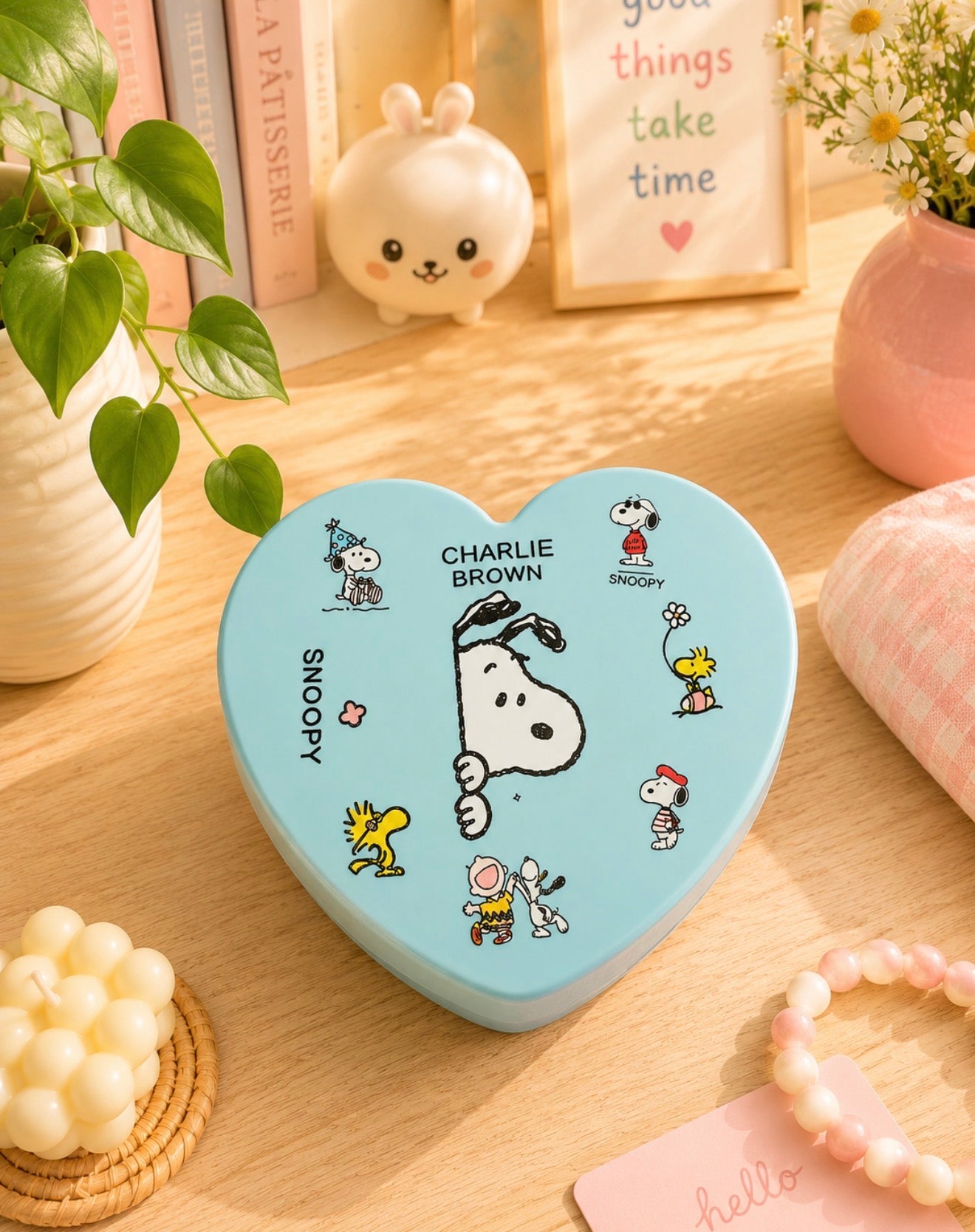 Joyero de Plástico Snoopy en Forma de Corazón