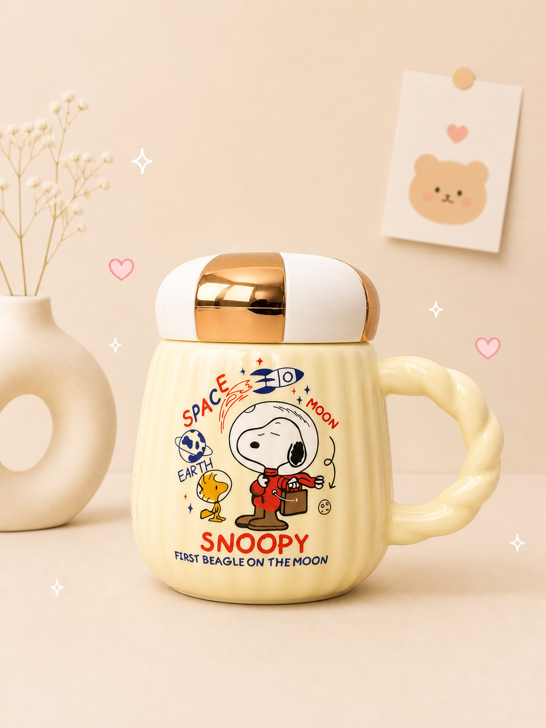 Taza Kawaii Snoopy con Tapadera