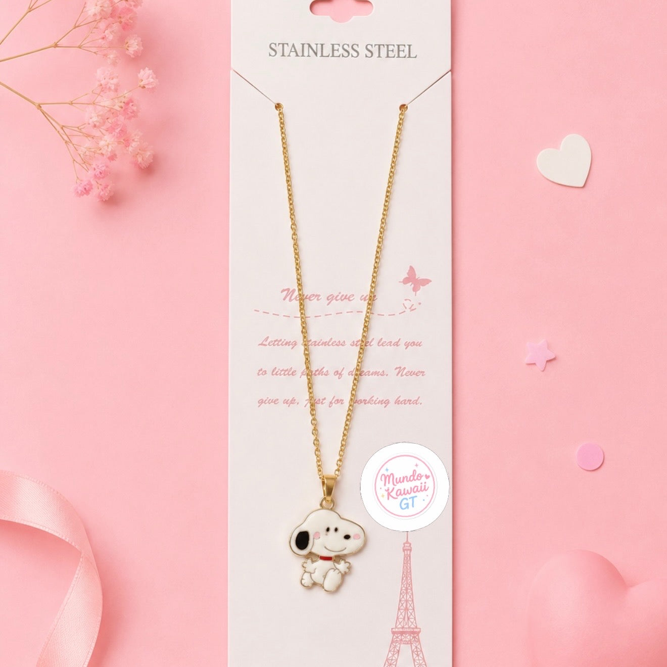 Collar Snoopy con Dije de Esmalte