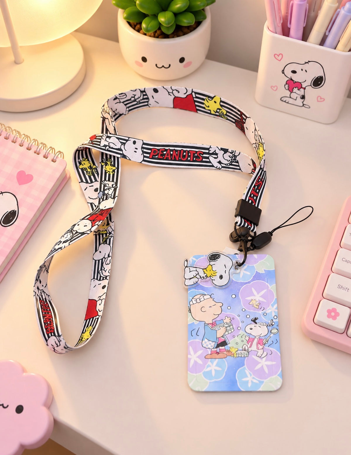Porta Carnet con Lanyard Snoopy