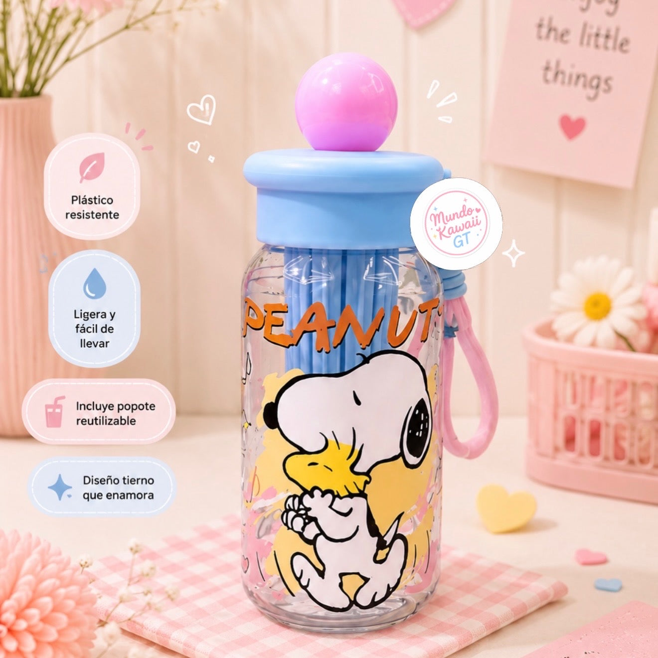 Botella con Filtro Infusor y Pajilla – Peanuts