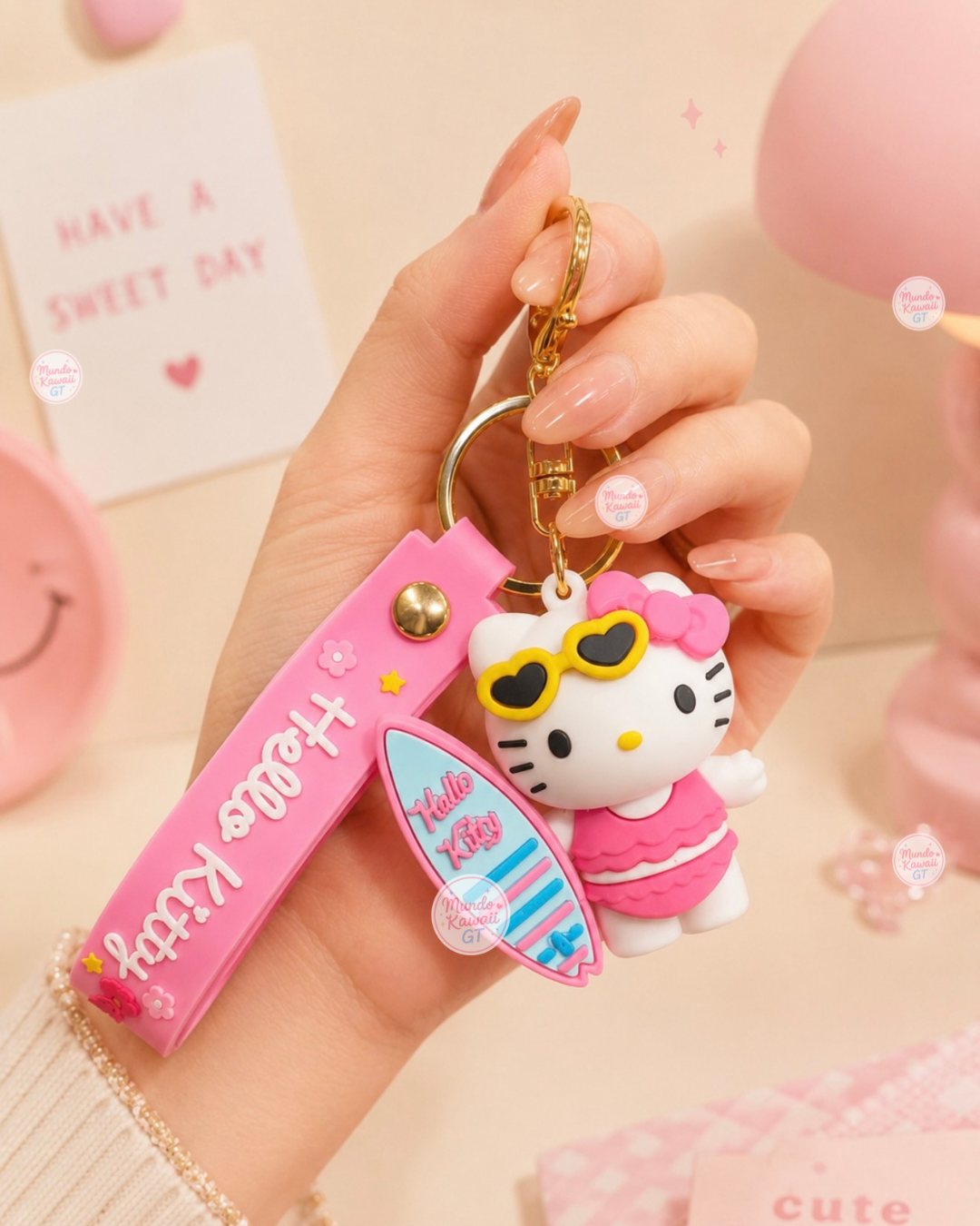 Llavero Hello Kitty con Correa de Silicón