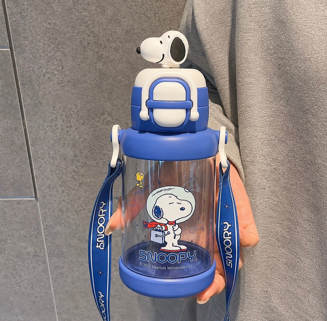 Botella Snoopy con Doble Tapa y Correa – 650 ml