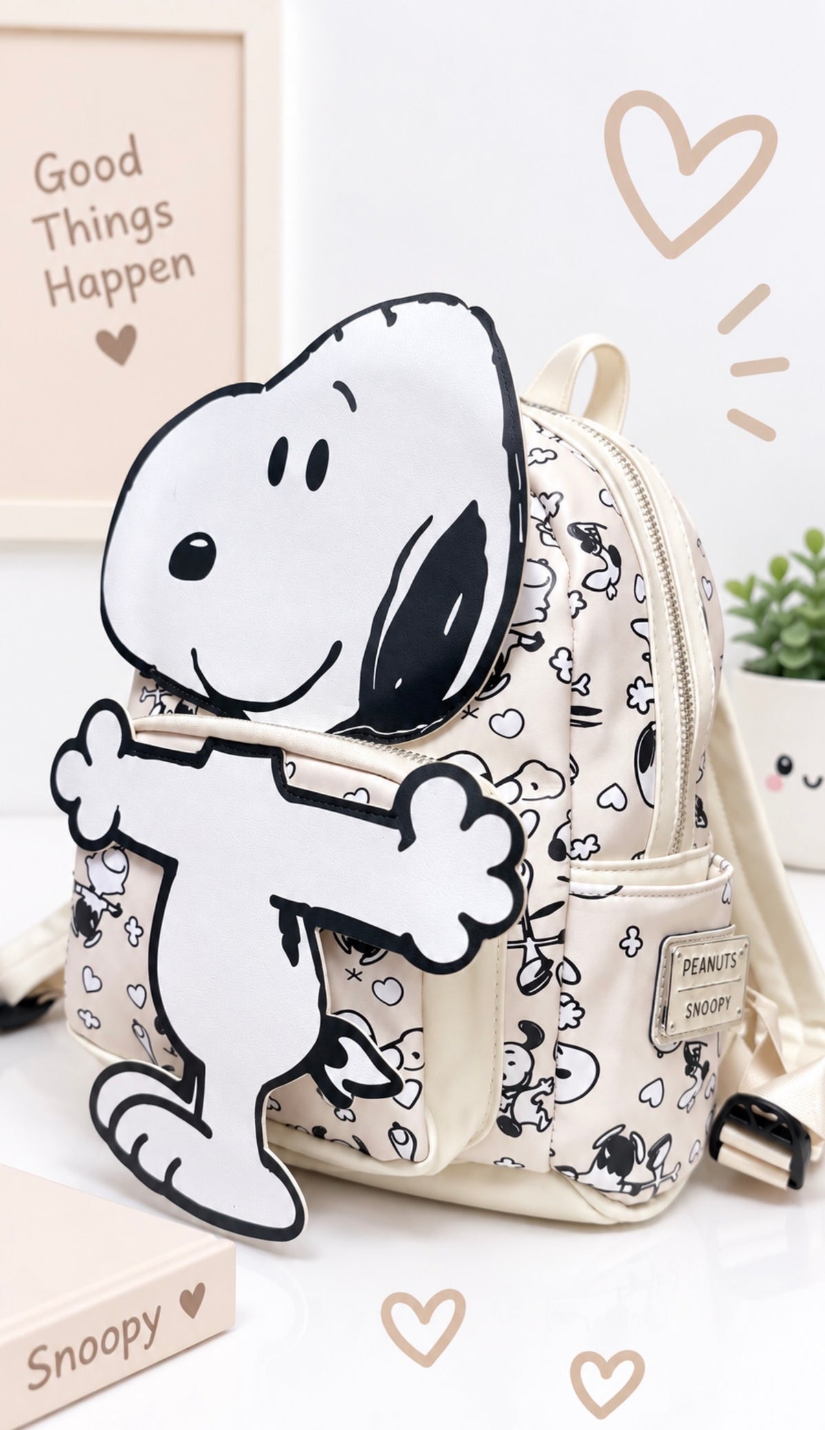 Mochila Snoopy Kawaii con Bolsillo Frontal
