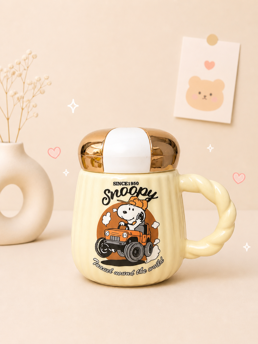 Taza Kawaii Snoopy con Tapadera