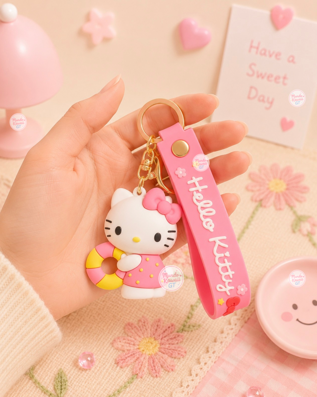 Llavero Hello Kitty con Correa de Silicón