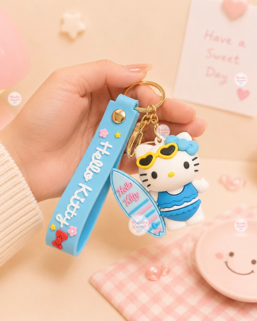 Llavero Hello Kitty con Correa de Silicón