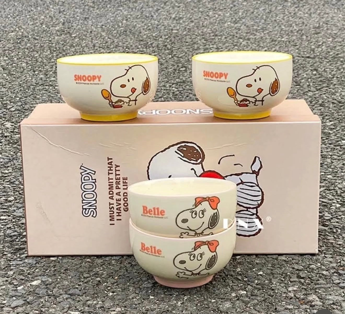 Set de 4 Tazones Snoopy con Caja de Regalo