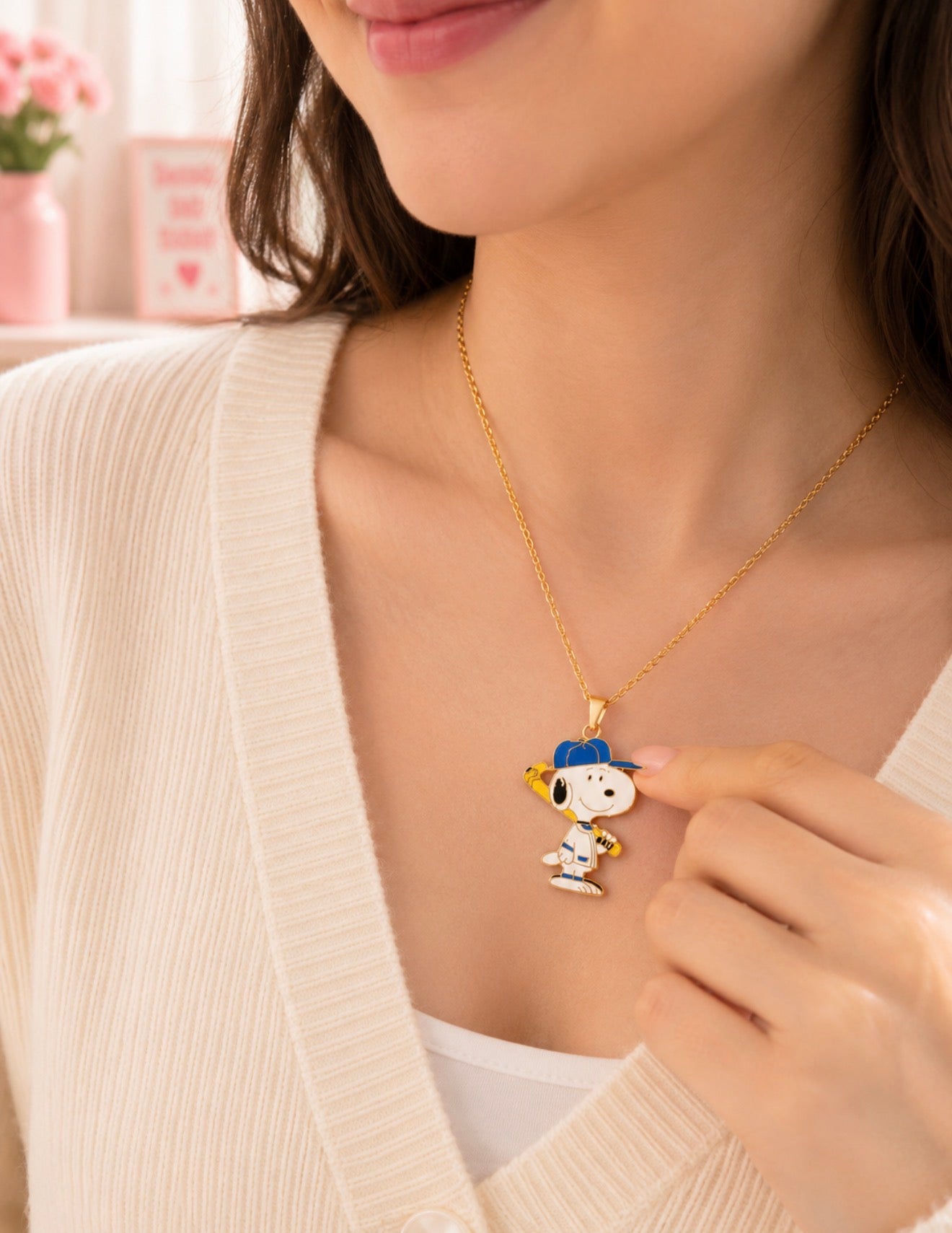 Collar Snoopy con Dije de Esmalte