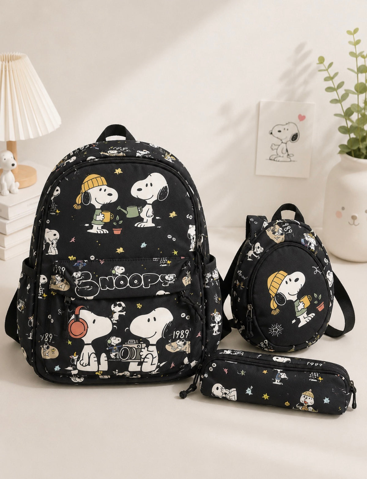 Trío Mochila Snoopy – Mochila + Pechera + Estuche