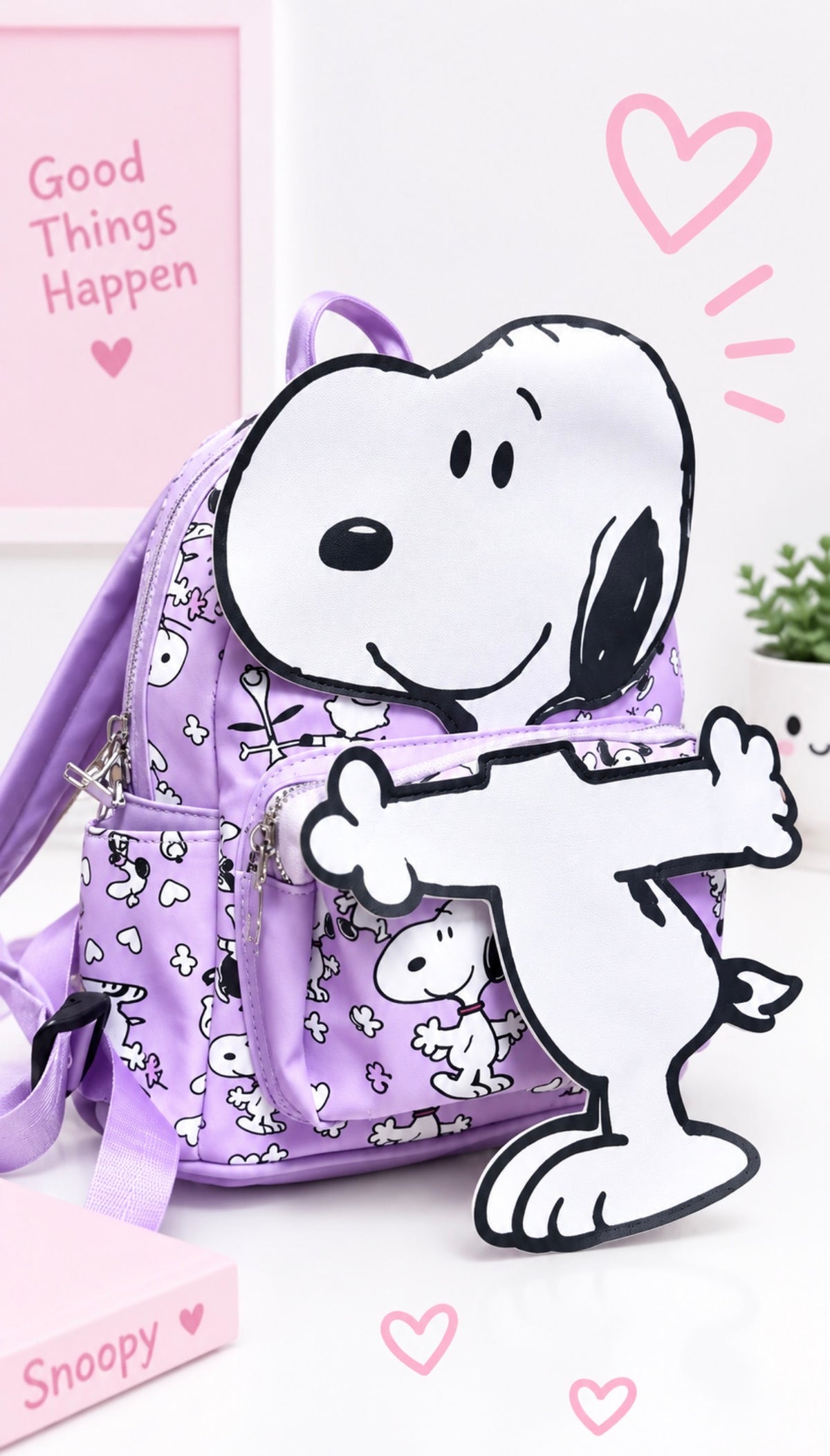 Mochila Snoopy Kawaii con Bolsillo Frontal