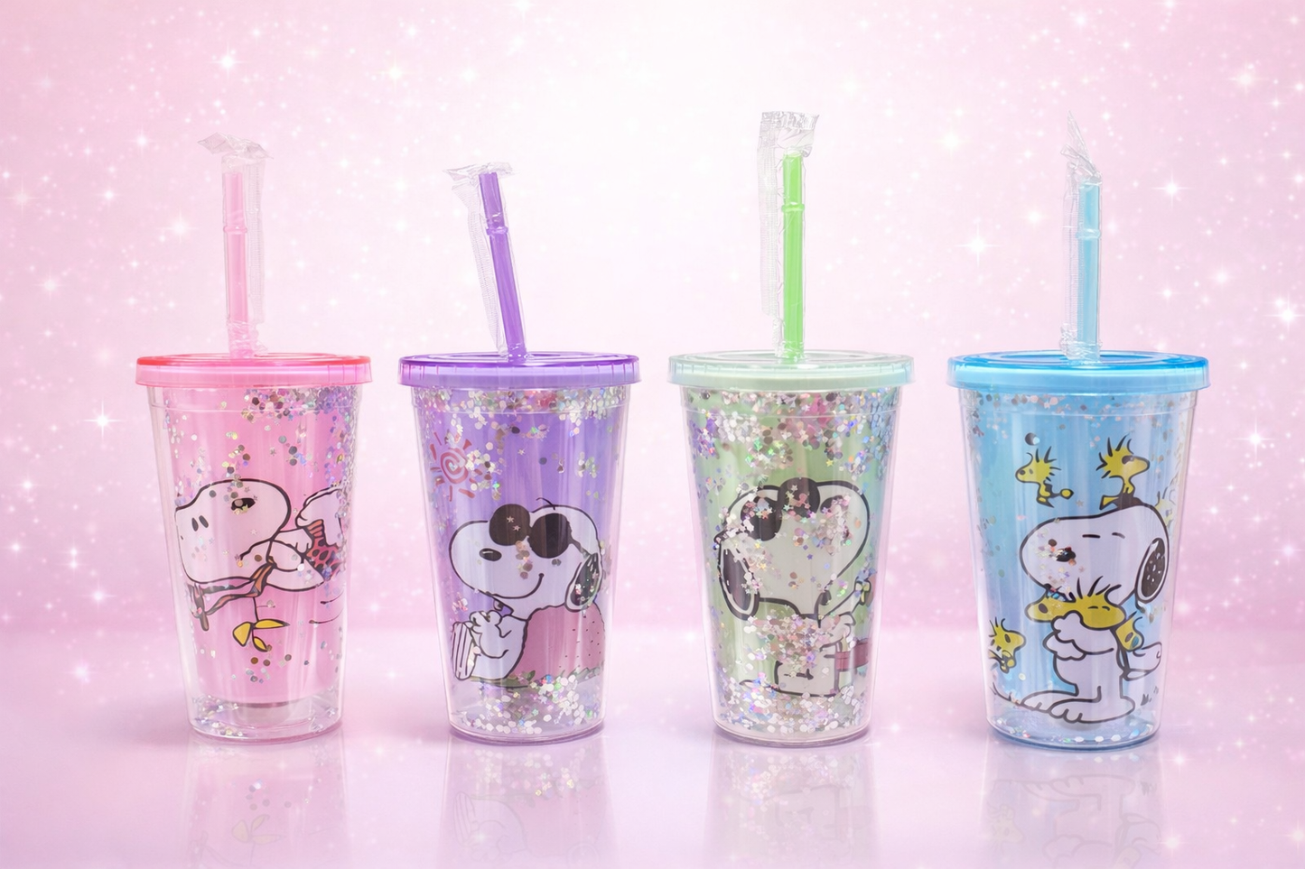Vaso Snoopy con Glitter + Luz LED