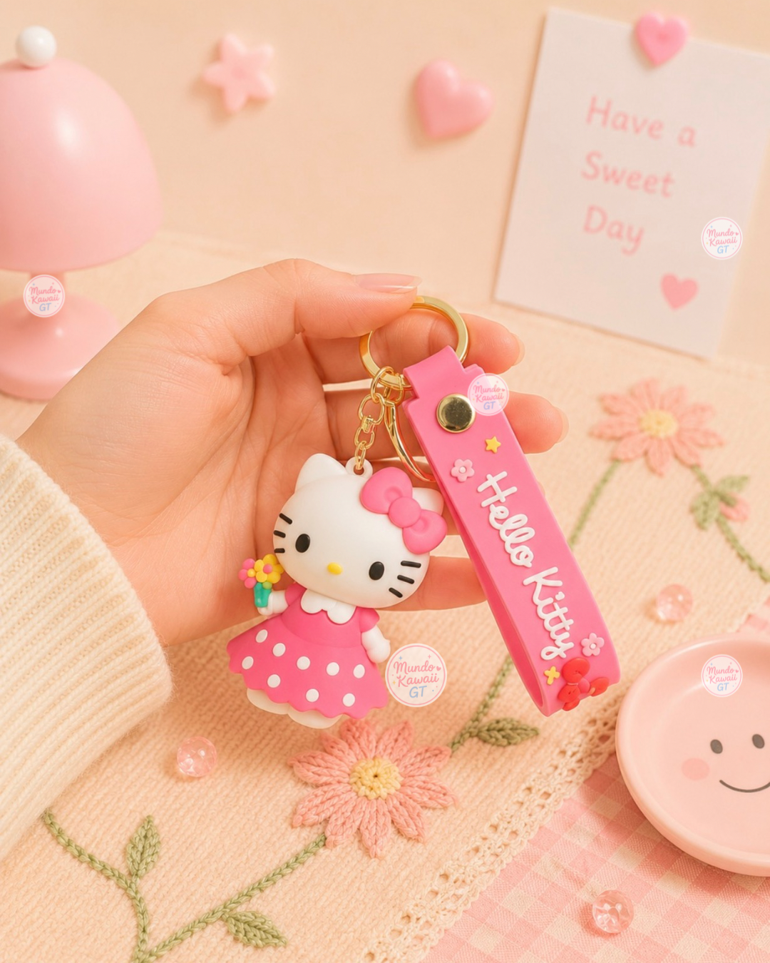 Llavero Hello Kitty con Correa de Silicón