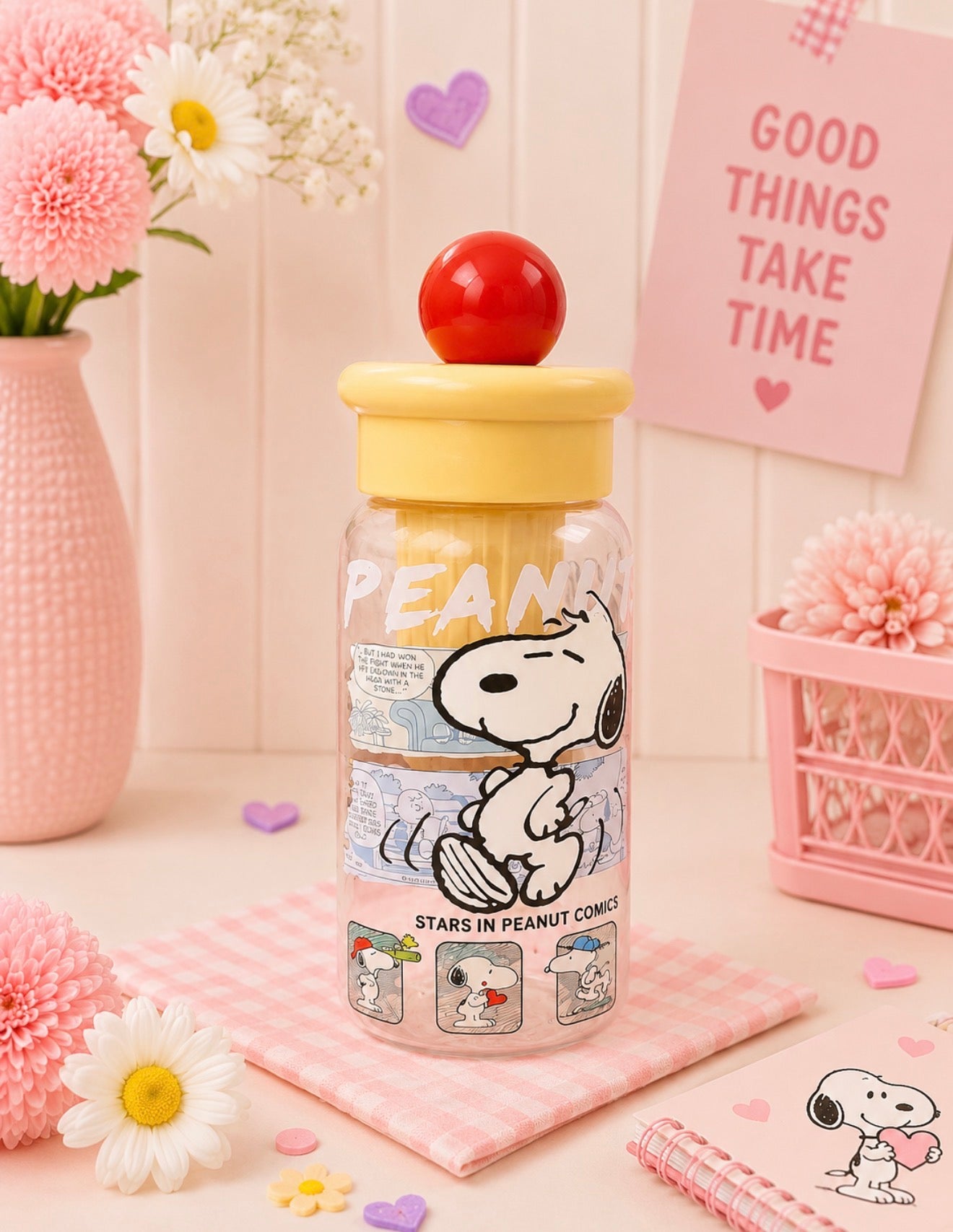 Botella con Filtro Infusor y Pajilla – Peanuts