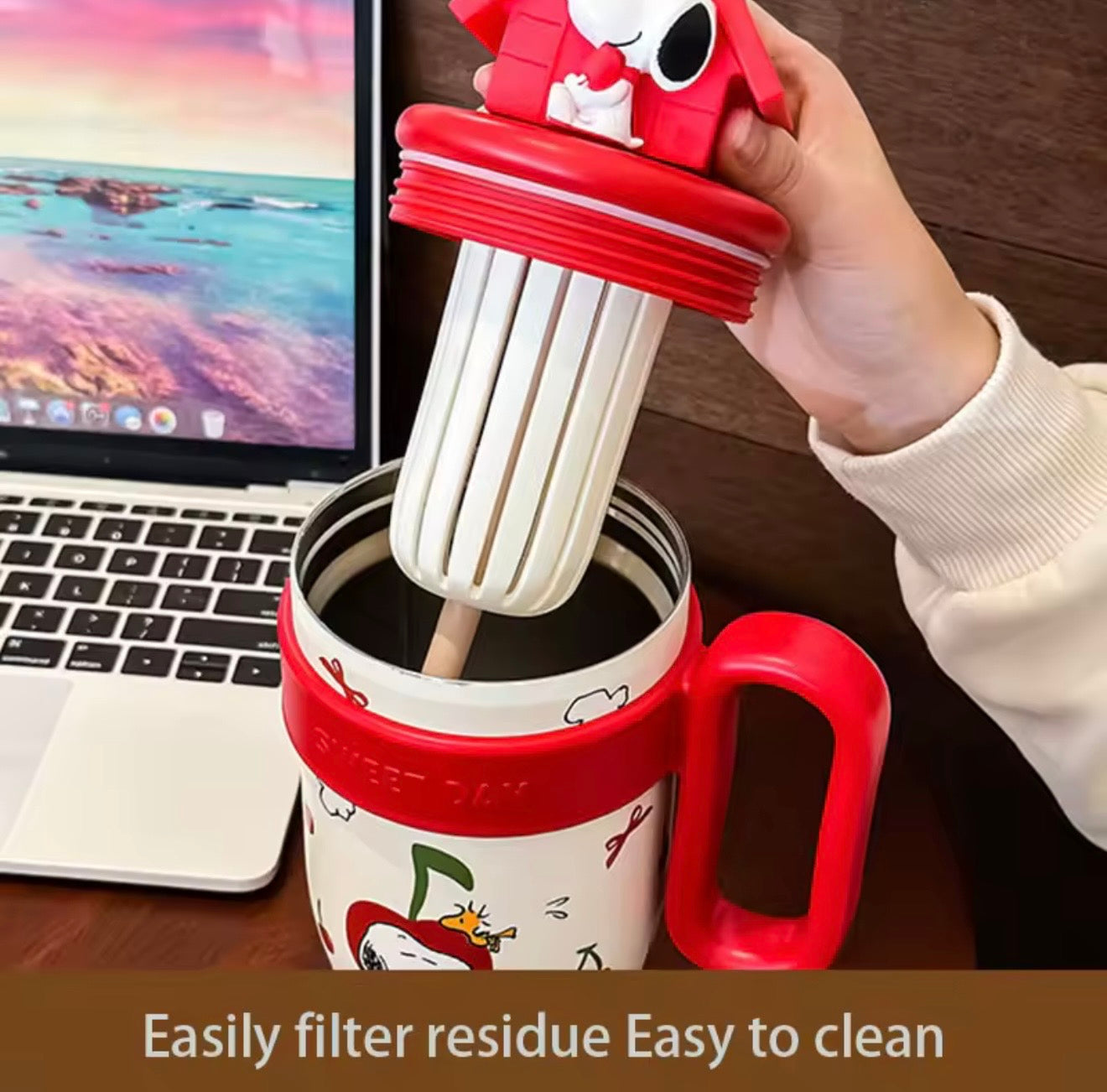 Vaso Térmico Snoopy con Filtro 800ml