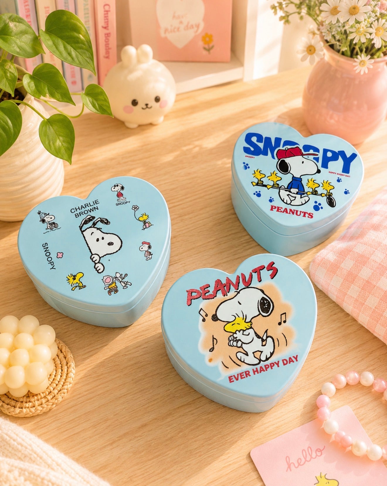 Joyero de Plástico Snoopy en Forma de Corazón
