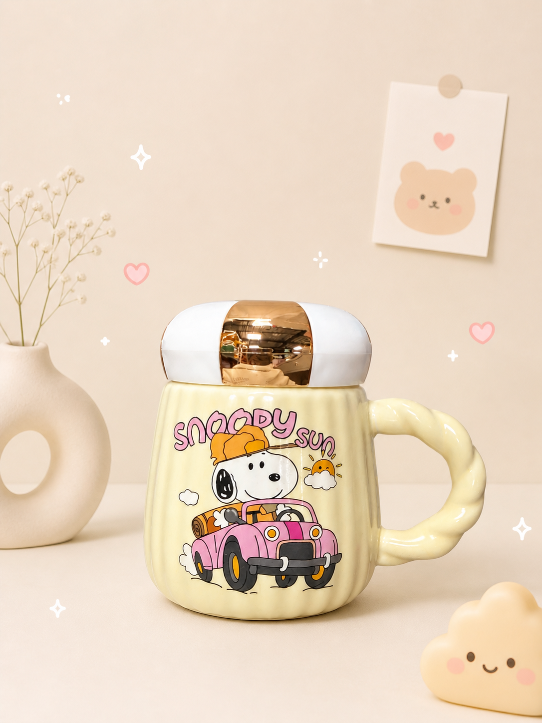 Taza Kawaii Snoopy con Tapadera