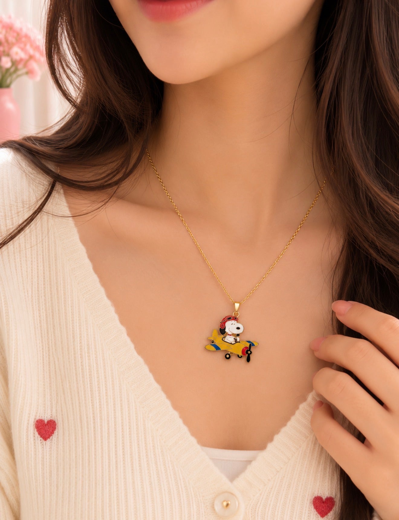Collar Snoopy con Dije de Esmalte