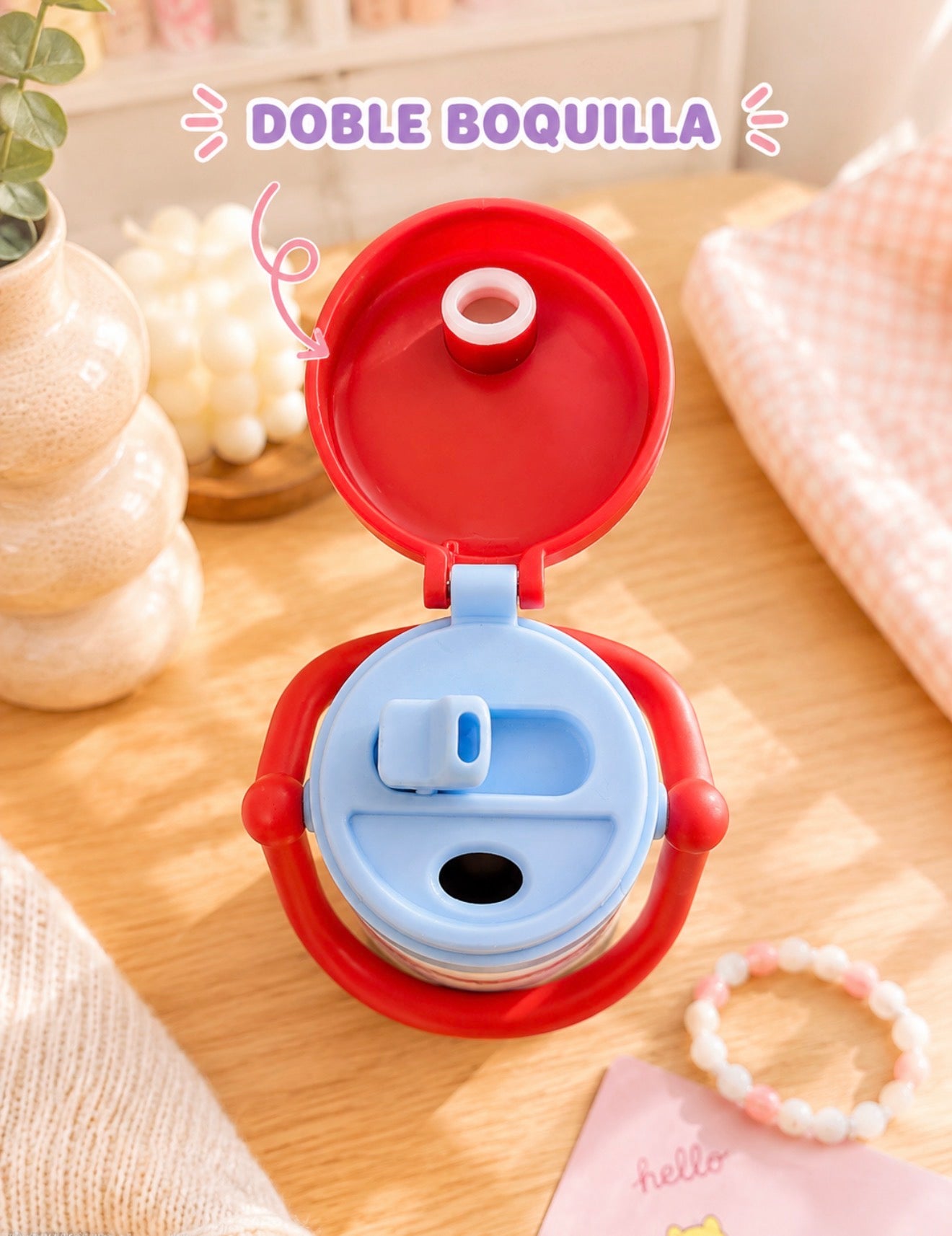 Termo Snoopy Doble Boquilla con Asa 600 ml