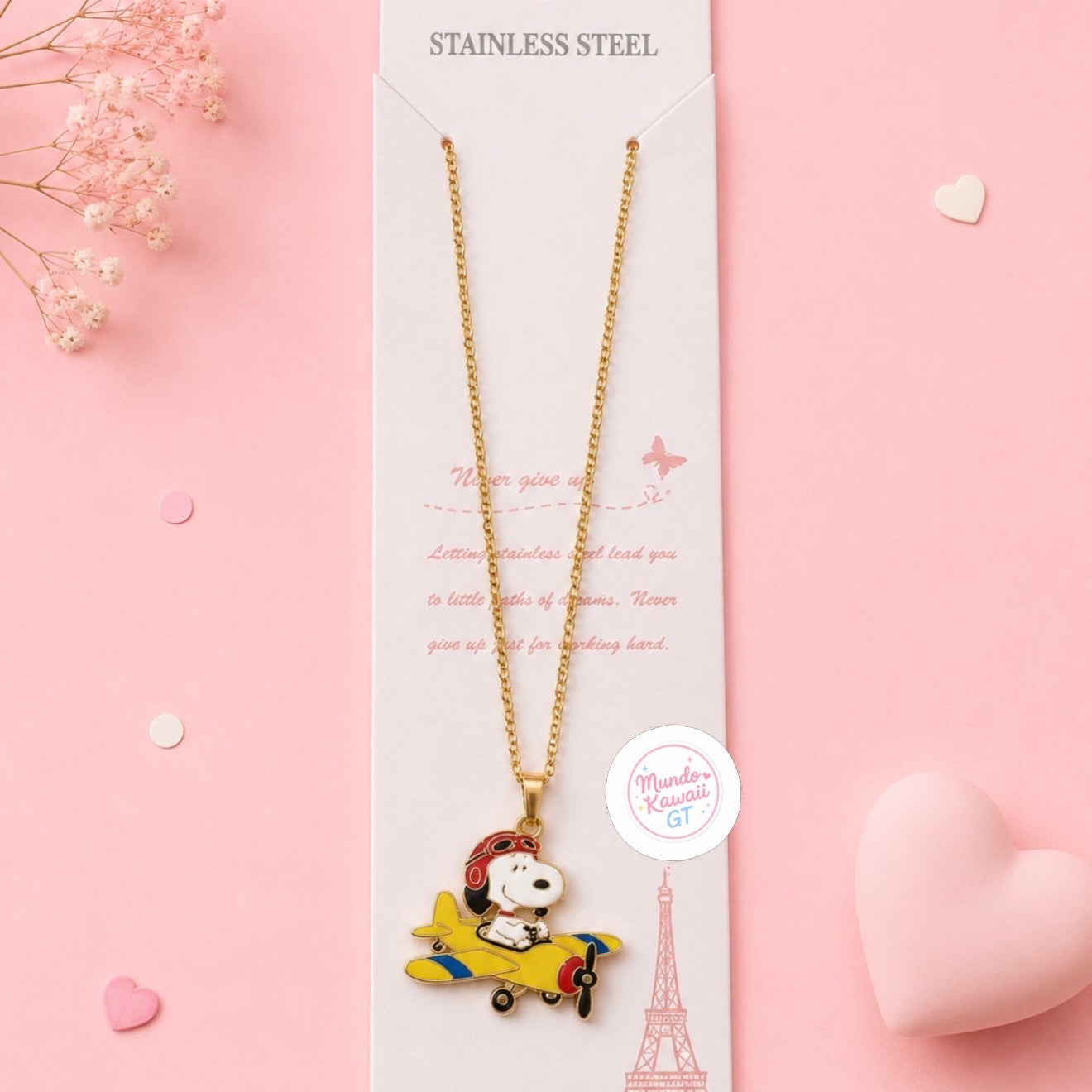 Collar Snoopy con Dije de Esmalte