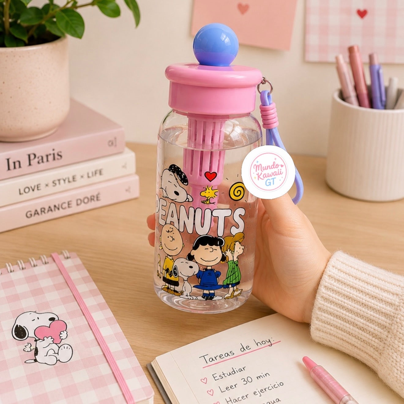 Botella con Filtro Infusor y Pajilla – Peanuts