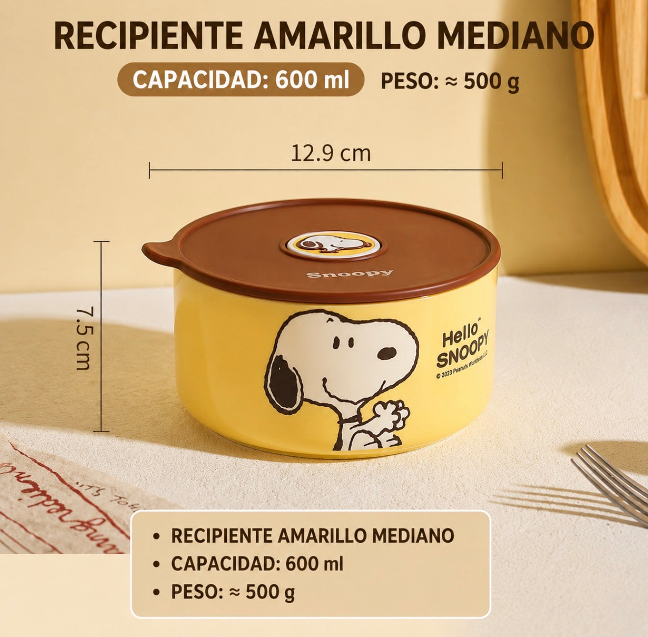 Set de Recipientes Snoopy Herméticos (3 Piezas)