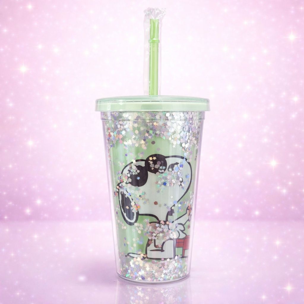 Vaso Snoopy con Glitter + Luz LED