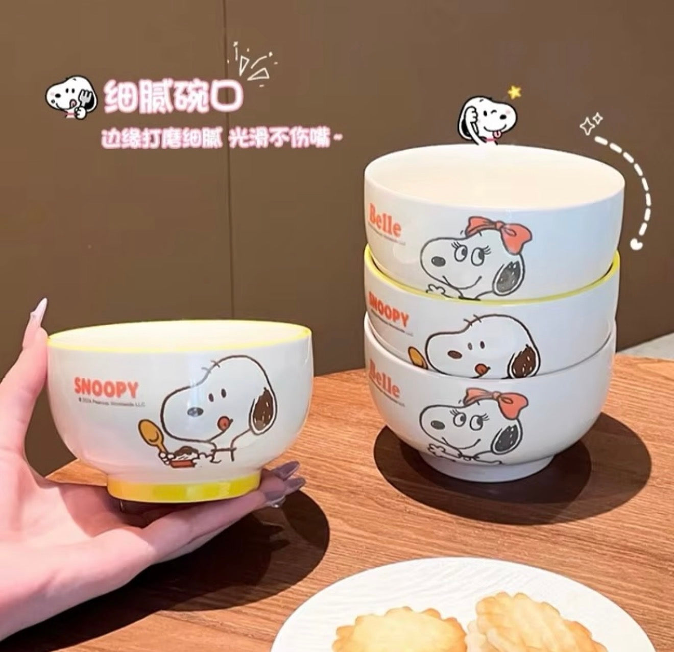 Set de 4 Tazones Snoopy con Caja de Regalo