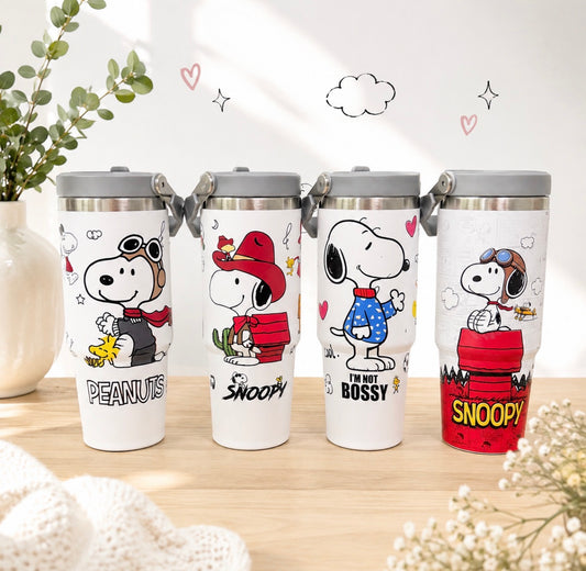 Termo Snoopy con Asa y Pajilla 900 ml