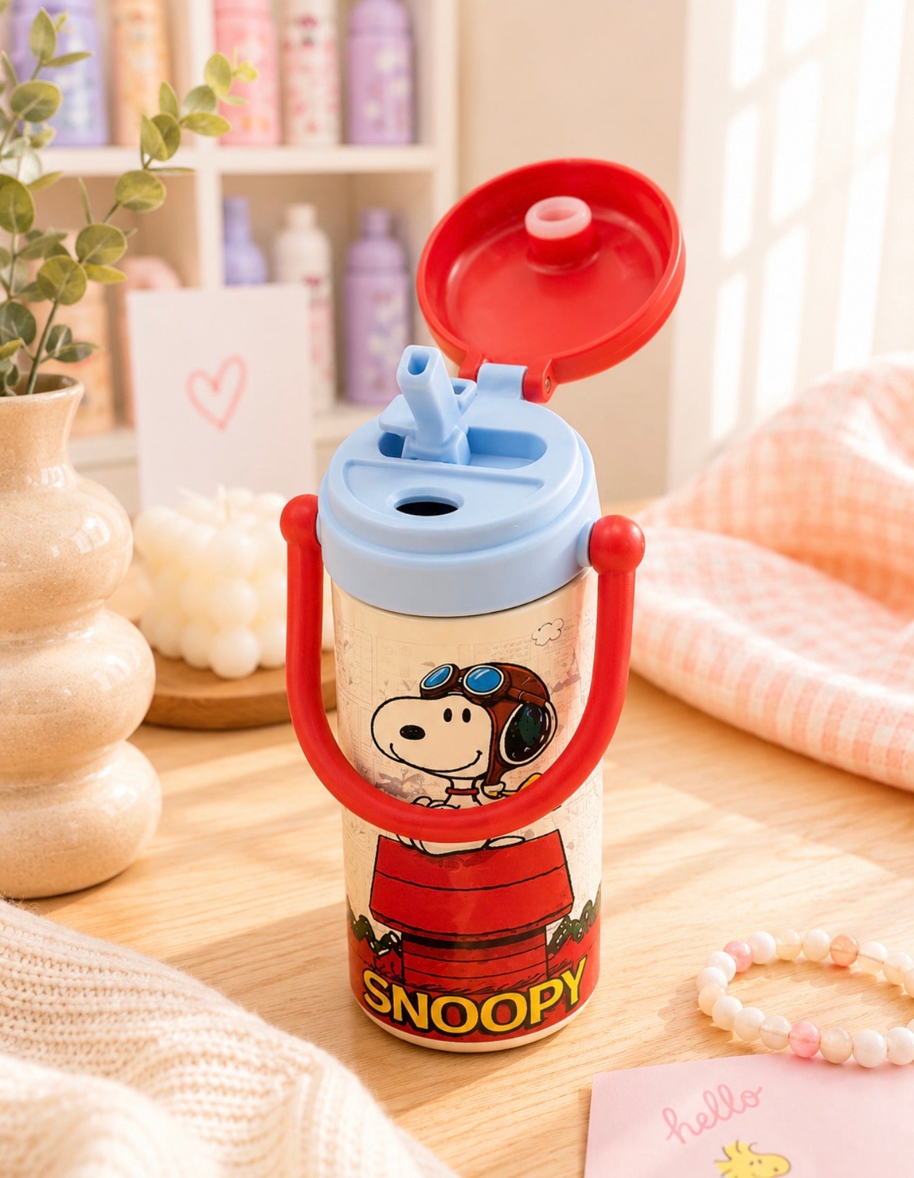 Termo Snoopy Doble Boquilla con Asa 600 ml
