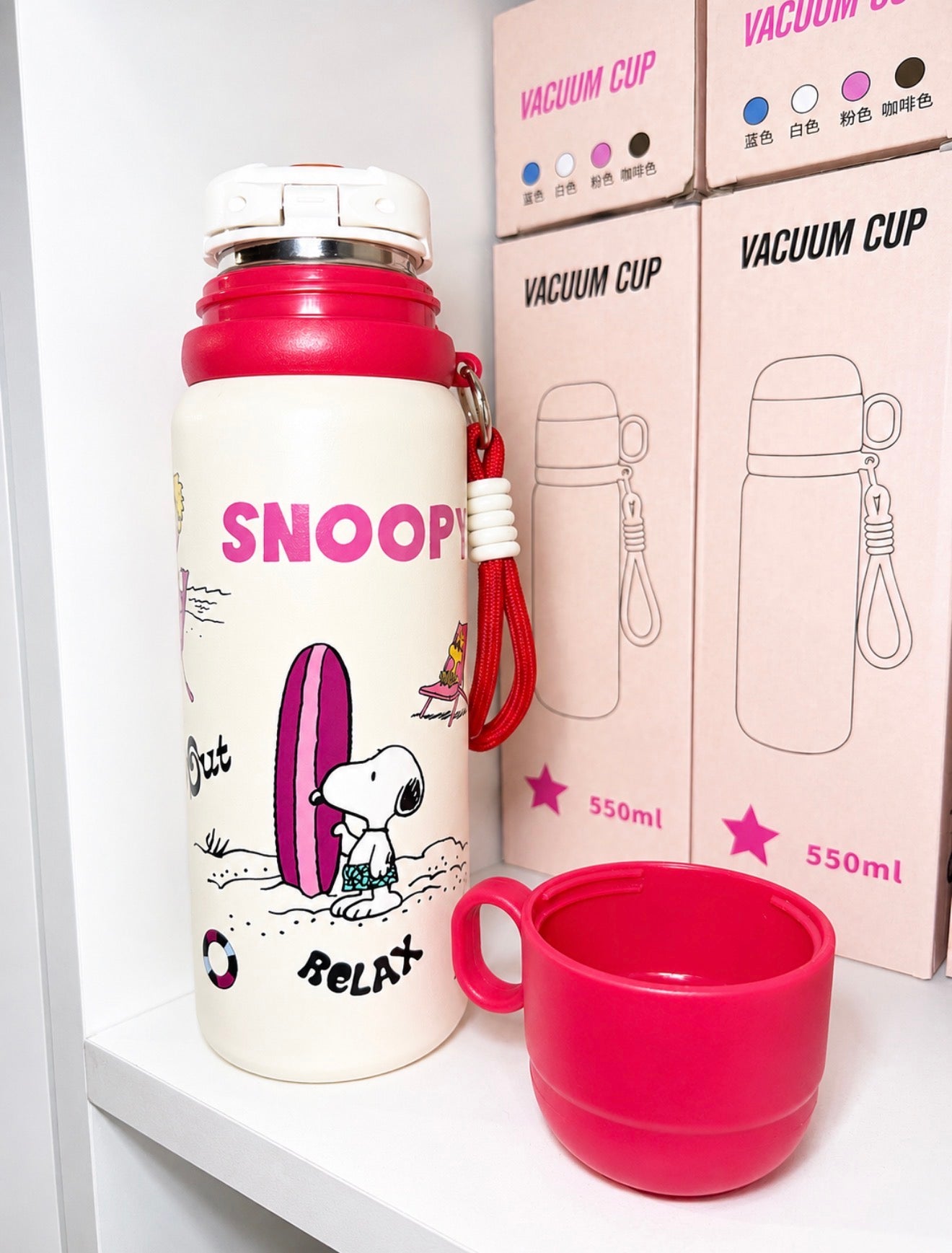 Termo de Acero Inoxidable Snoopy con Taza | 550 ml