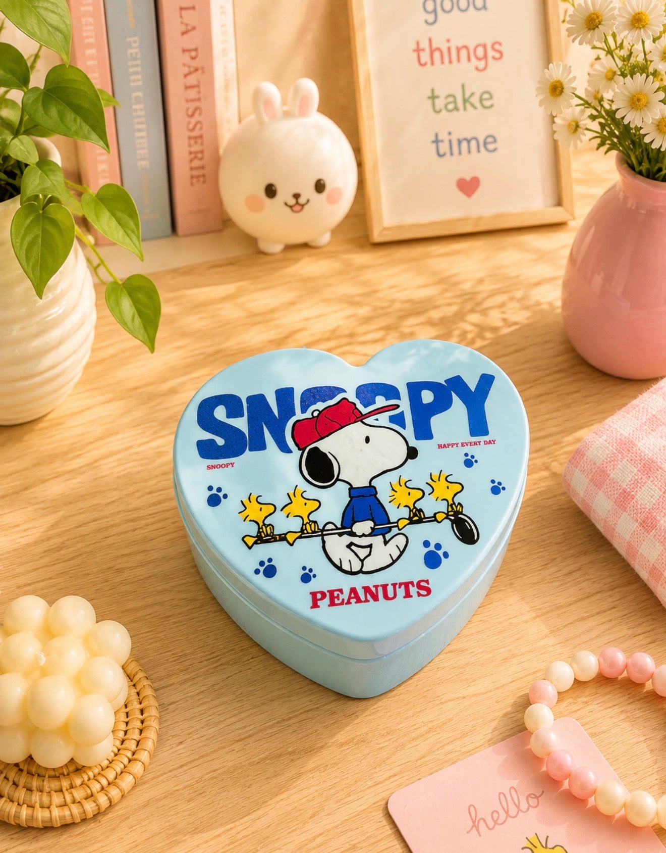 Joyero de Plástico Snoopy en Forma de Corazón