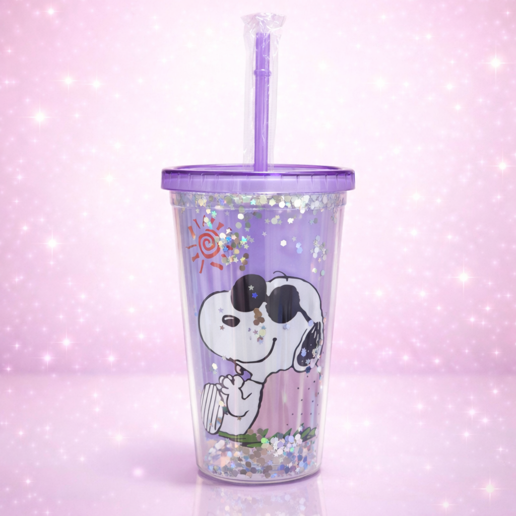 Vaso Snoopy con Glitter + Luz LED